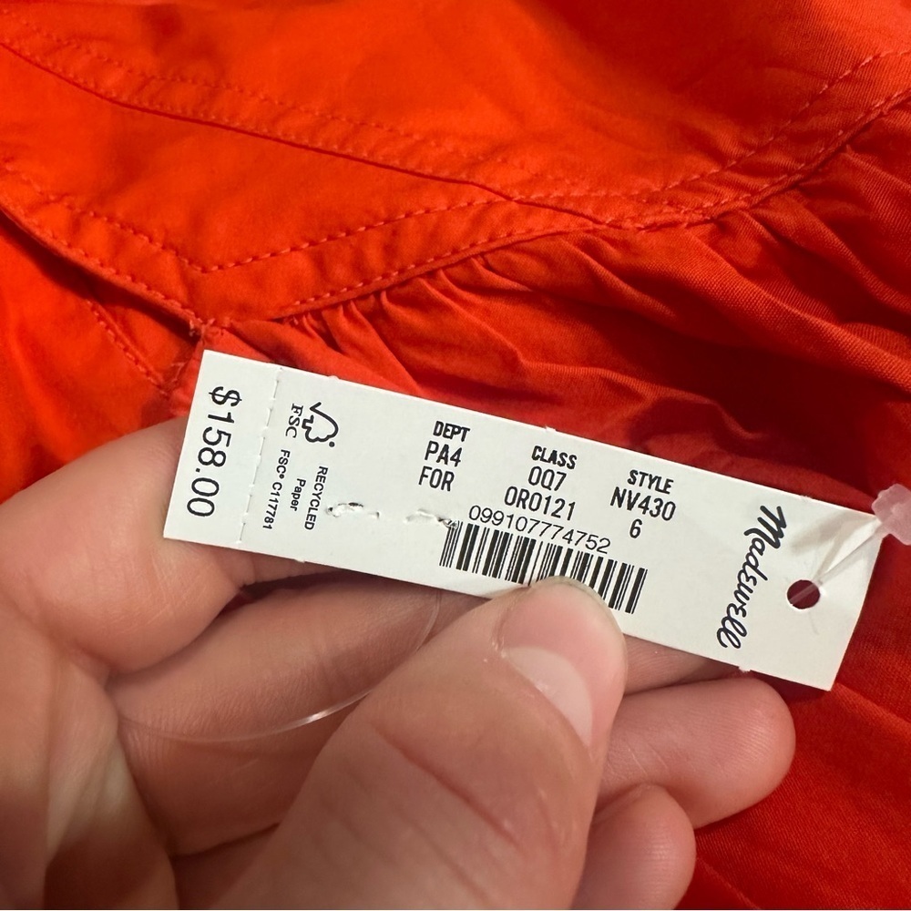 Madewell fiery orange Poplin Seamed Maxi Dress - Picture 4 of 5